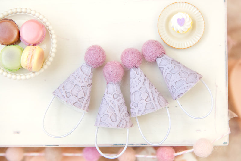 Set of 4 Handmade Miniature Party Hats Lilac Lace Perfect For Your Maileg Mice