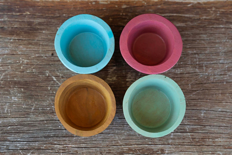 Papoose Small Wooden Earth Ingredient Pots Bowls Set Of 4