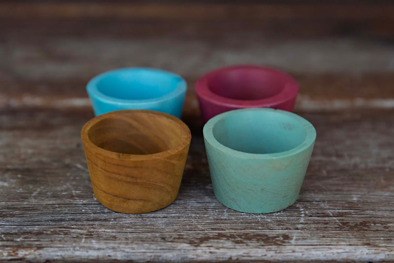 Papoose Small Wooden Earth Ingredient Pots Bowls Set Of 4