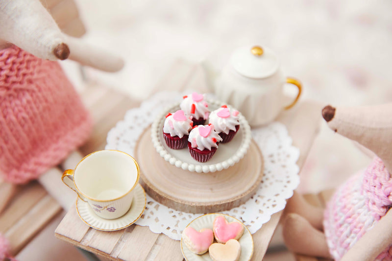 Handmade Miniature Red Velvet Valentines Day Cupcakes Perfect For Your Maileg Mice