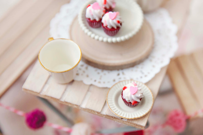 Handmade Miniature Red Velvet Valentines Day Cupcakes Perfect For Your Maileg Mice