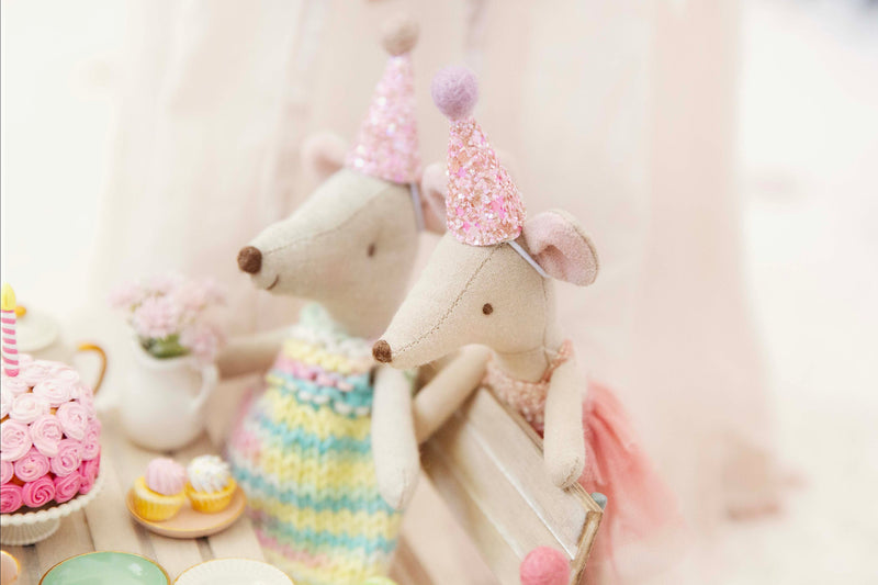 Hand Knitted Dress In Candy Mix Made To Fit The Maileg Mice Mum Mouse And Big Sister Mouse