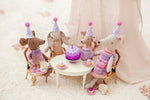 Set of 4 Handmade Miniature Party Hats Pink Purple Floral Perfect For Your Maileg Mice