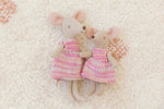 Hand Knitted Dress In Pink Mix Made To Fit The Maileg Mice Mum Mouse And Big Sister Mouse