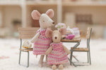 Hand Knitted Dress In Pink Mix Made To Fit The Maileg Mice Mum Mouse And Big Sister Mouse