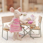 Hand Knitted Dress In Pink Mix Made To Fit The Maileg Mice Mum Mouse And Big Sister Mouse